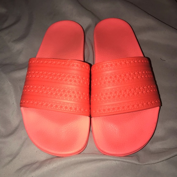 neon adidas slides
